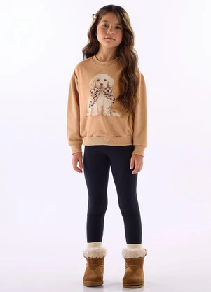 Quimby - Conjunto Golden Blusão e Calça Legging Bege - QUIMBY