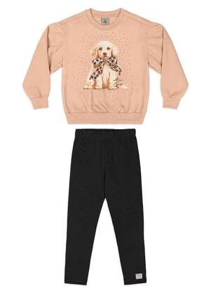 Quimby - Conjunto Golden Blusão e Calça Legging Bege - QUIMBY