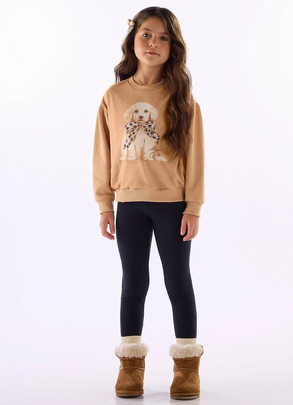 Quimby - Conjunto Golden Blusão e Calça Legging Bege