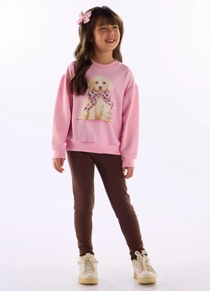 Quimby - Conjunto Golden Blusão e Calça Legging Rosa - QUIMBY