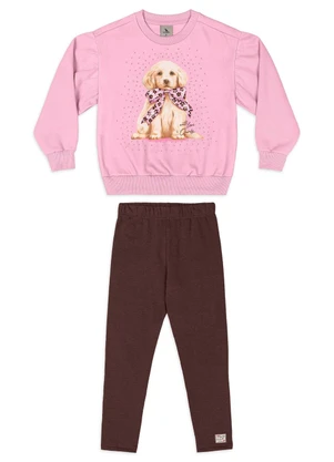 Quimby - Conjunto Golden Blusão e Calça Legging Rosa - QUIMBY