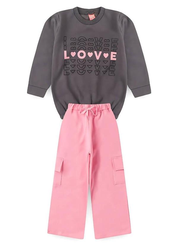 Rosa Azul - Conjunto Inf. Menina Love Iaia Chumbo