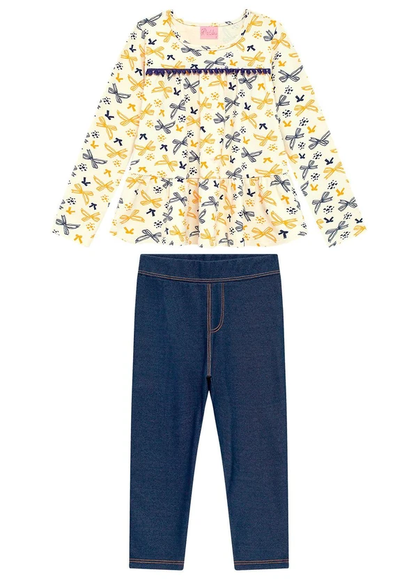 Duduka - Conjunto Infantil Bata e Calça Moletom Bege