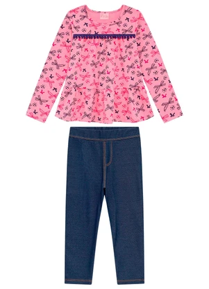 Duduka - Conjunto Infantil Bata e Calça Moletom Rosa - DUDUKA