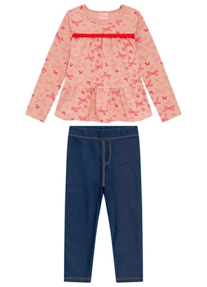 Duduka - Conjunto Infantil Bata e Calça Moletom Rosa  - DUDUKA