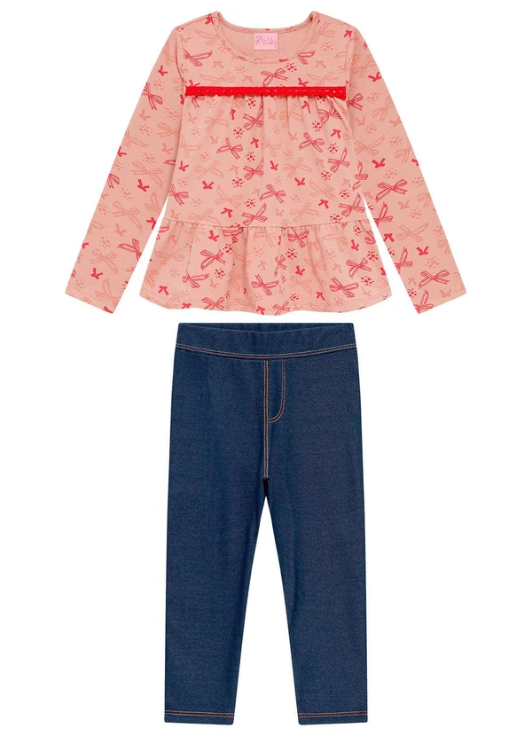 Duduka - Conjunto Infantil Bata e Calça Moletom Rosa 