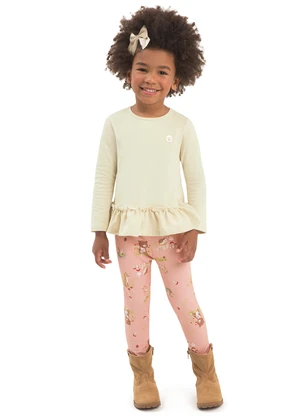 Duduka - Conjunto Infantil Bata e Legging Branco - DUDUKA