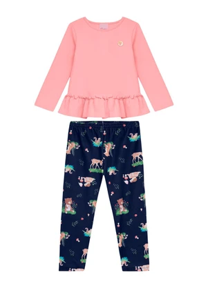 Duduka - Conjunto Infantil Bata e Legging Rosa - DUDUKA