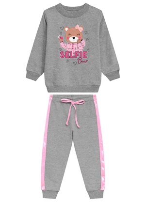 Duduka - Conjunto Infantil Blusa Calça Moletom Cinza - DUDUKA