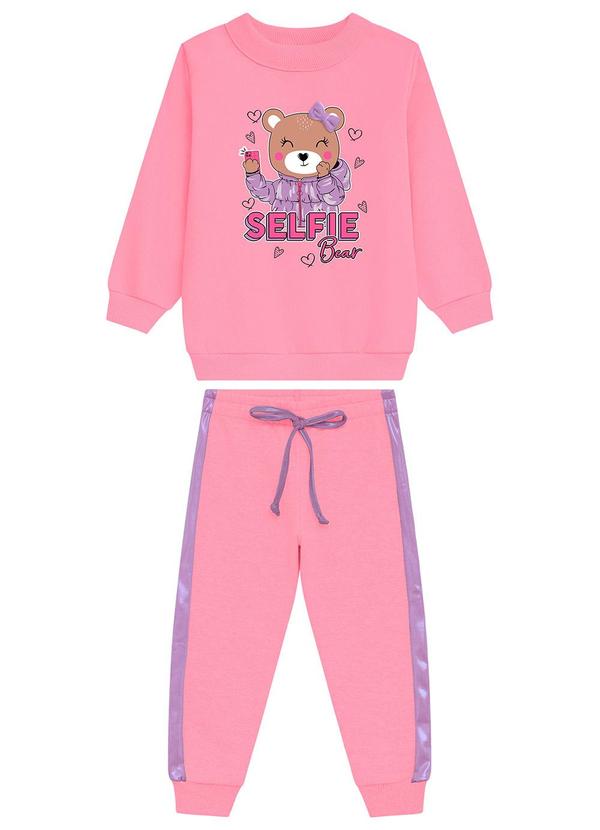 Duduka - Conjunto Infantil Blusa Calça Moletom Rosa