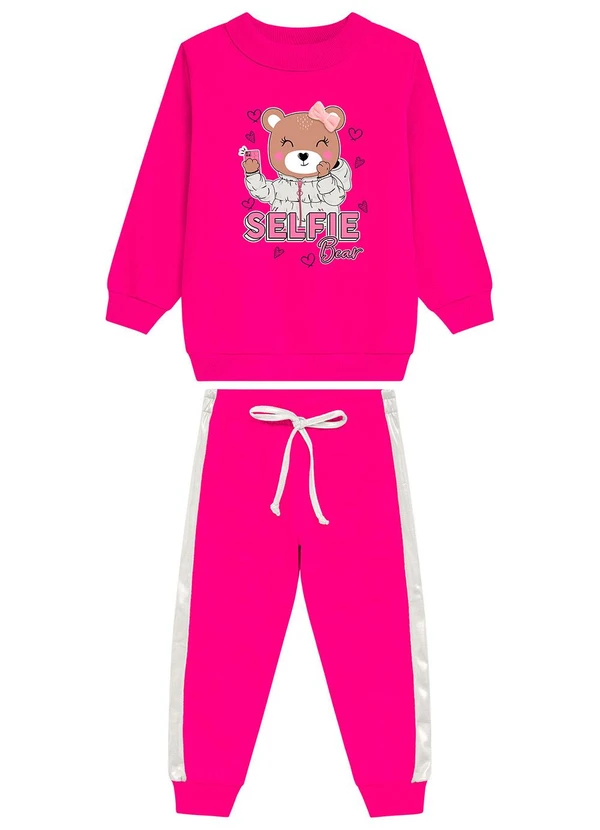 Duduka - Conjunto Infantil Blusa Calça Moletom Rosa 
