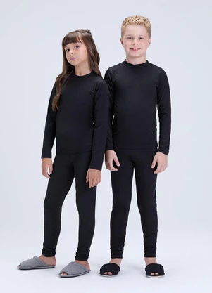Vida Costeira - Conjunto Infantil Blusa + Calça Térmica Preta - VIDA COSTEIRA