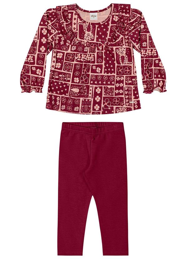 Elian - Conjunto Infantil Blusa com Babado Vermelho 2
