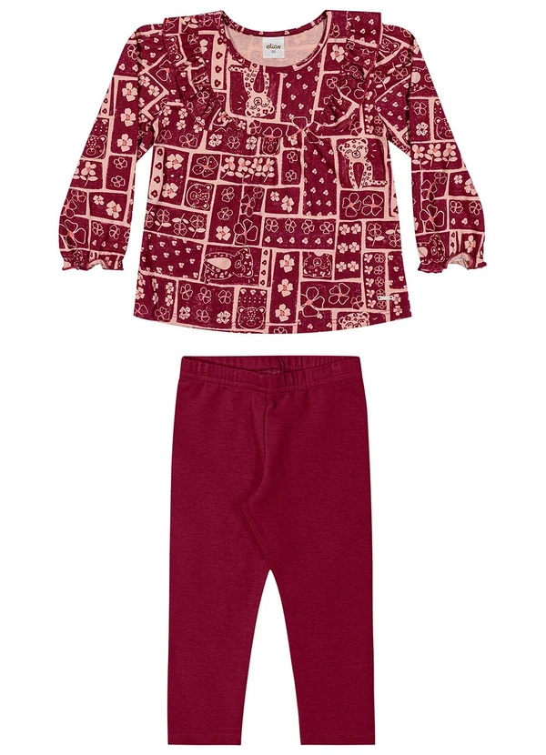 Elian - Conjunto Infantil Blusa com Babado Vermelho 2