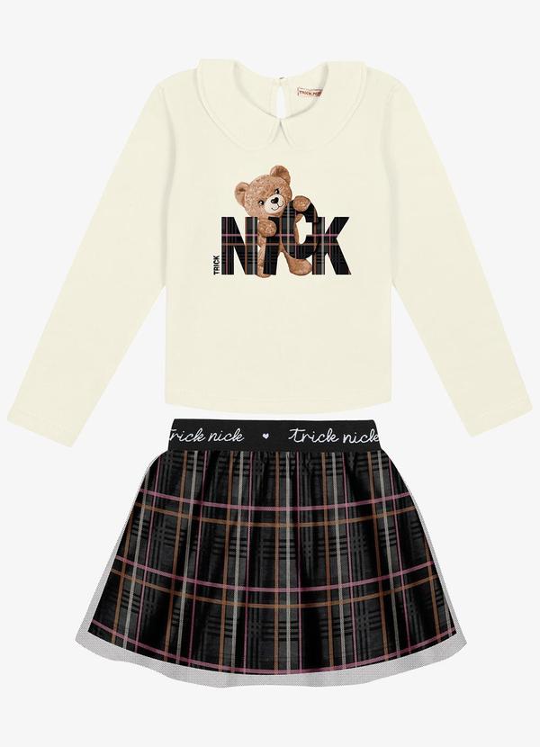 Trick Nick - Conjunto Infantil Blusa com Saia Bege