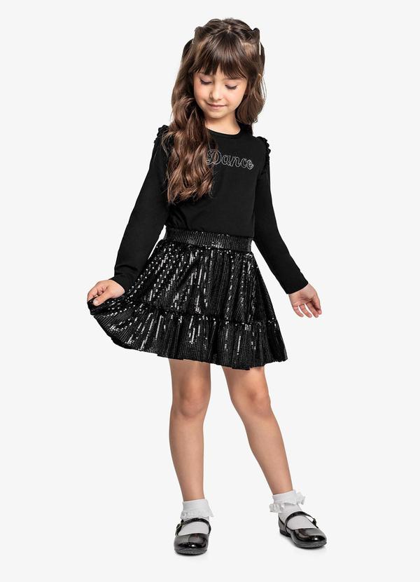 Trick Nick - Conjunto Infantil Blusa com Saia Preto