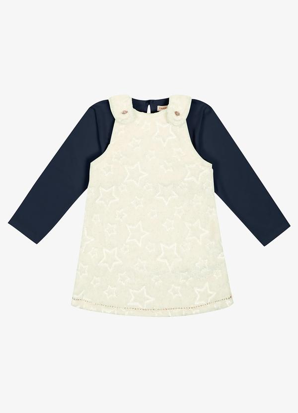 Conjunto Infantil Blusa com Salopete Bege Trick Nick