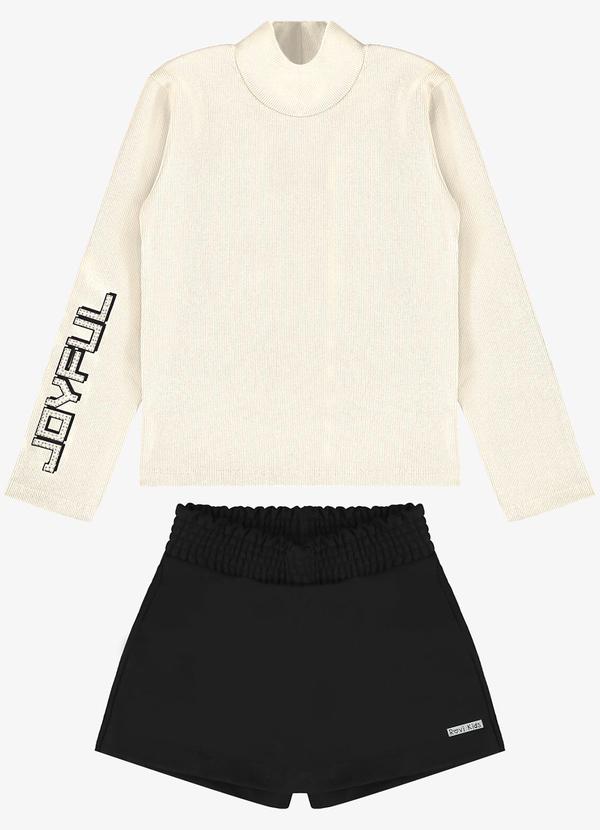 Rovi Kids - Conjunto Infantil Blusa com Short Saia Bege