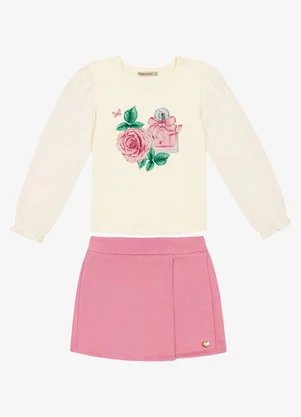 Trick Nick - Conjunto Infantil Blusa com Shorts Saia Bege - TRICK NICK