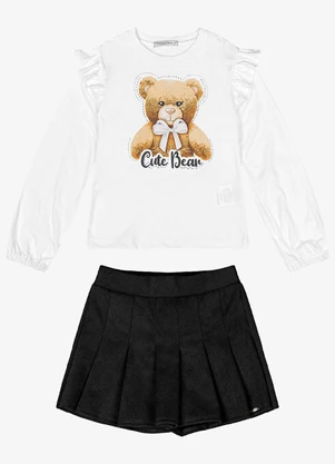 Trick Nick - Conjunto Infantil Blusa com Shorts Saia Preto - TRICK NICK