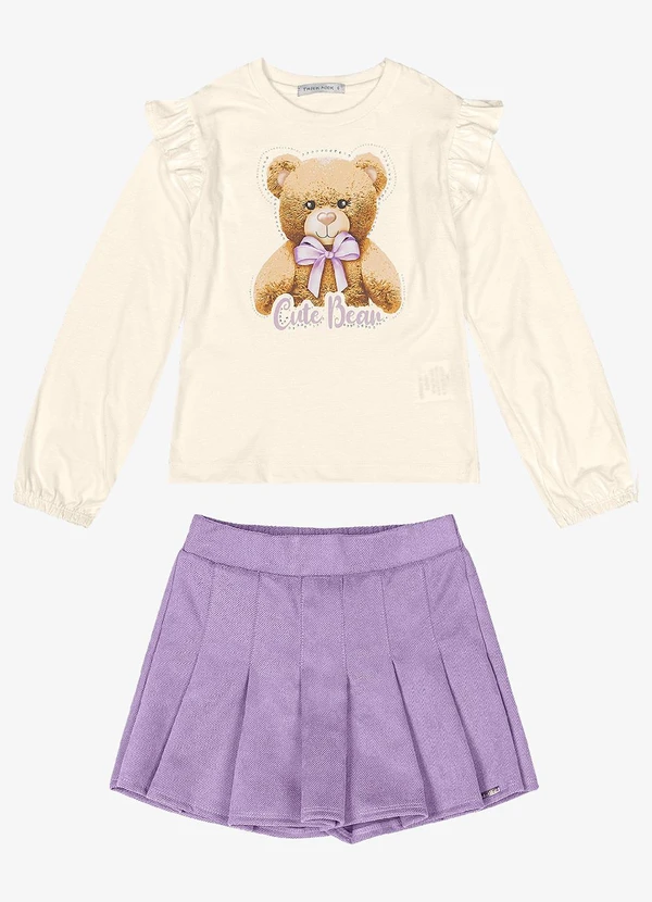 Trick Nick - Conjunto Infantil Blusa com Shorts Saia Roxo 6