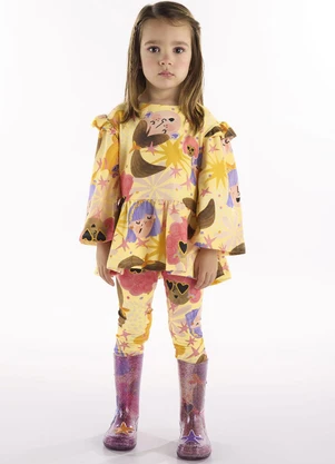 Três e Já - Conjunto Infantil Blusa e Calça Amarelo - TRÊS E JÁ