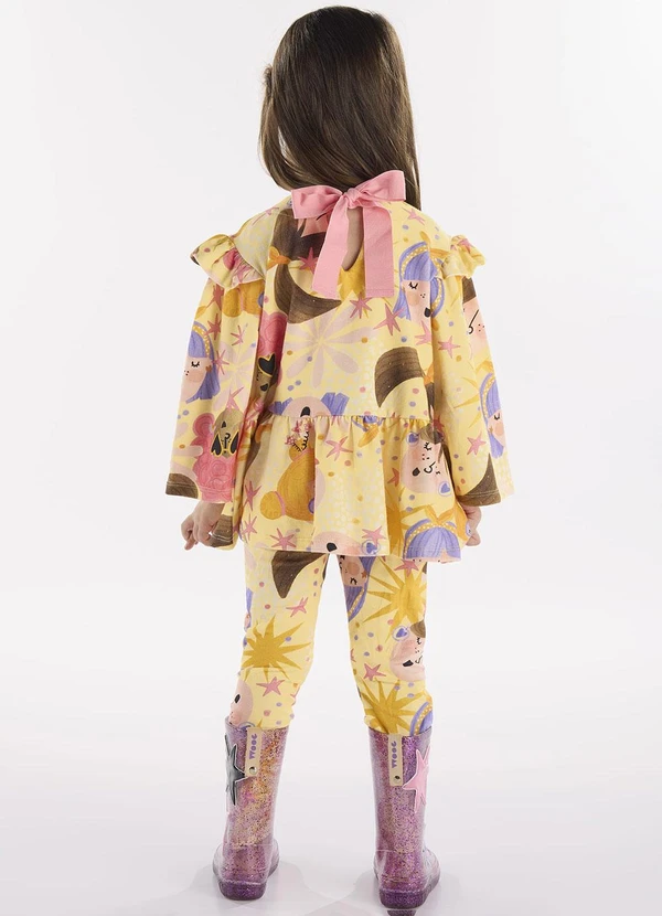 Três e Já - Conjunto Infantil Blusa e Calça Amarelo 2