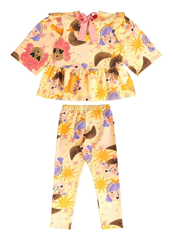 Três e Já - Conjunto Infantil Blusa e Calça Amarelo 4