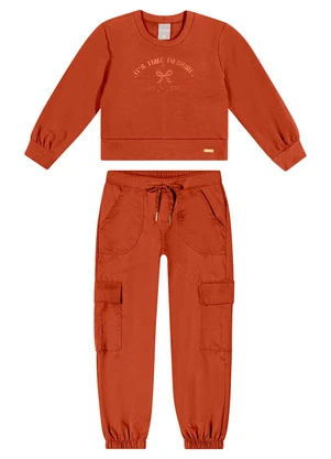 Colorittá - Conjunto Infantil Blusa e Calça Cargo Marrom - COLORITTÁ