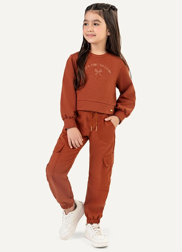 Colorittá - Conjunto Infantil Blusa e Calça Cargo Marrom