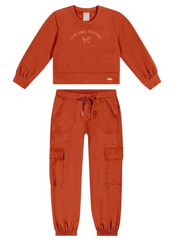 Colorittá - Conjunto Infantil Blusa e Calça Cargo Marrom 2