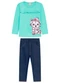 Duduka - Conjunto Infantil Blusa e Calça Jeans Rosa  - variação: Verde