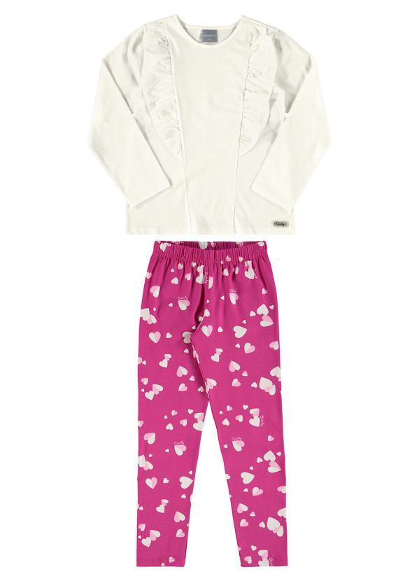 Quimby - Conjunto Infantil Blusa e Calça Legging Branco 2