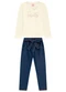 Duduka - Conjunto Infantil Blusa e Legging Jeans Rosa  - variação: Bege