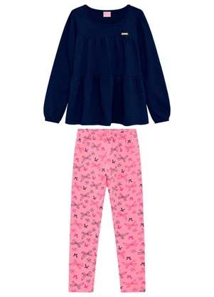 Duduka - Conjunto Infantil Blusa e Legging Rosa  - DUDUKA