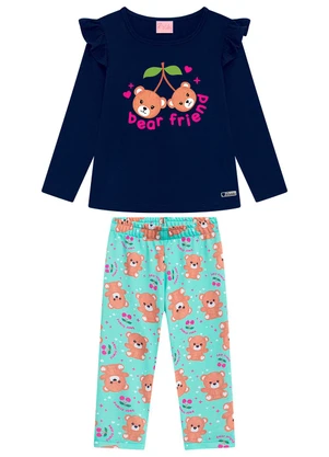 Duduka - Conjunto Infantil Blusa e Legging Suplex Azul - DUDUKA