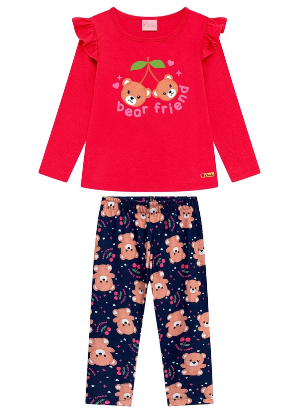 Duduka - Conjunto Infantil Blusa e Legging Suplex Rosa 