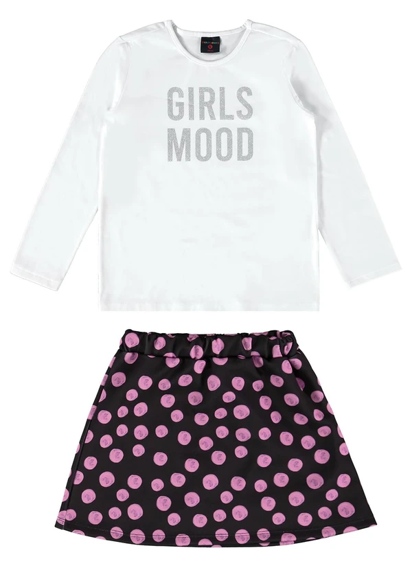 Guloseima - Conjunto Infantil Blusa e Saia Branco