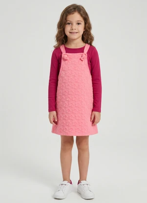 Guloseima - Conjunto Infantil Blusa e Salopete Rosa - GULOSEIMA