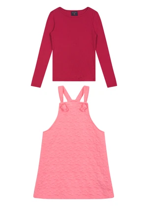 Guloseima - Conjunto Infantil Blusa e Salopete Rosa - GULOSEIMA