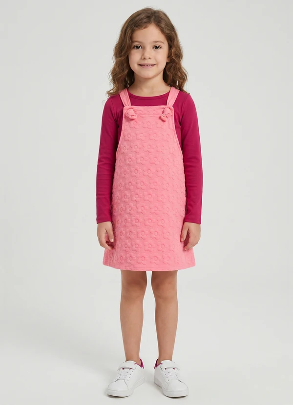 Guloseima - Conjunto Infantil Blusa e Salopete Rosa