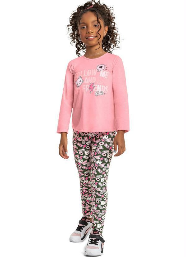 Bee Loop - Conjunto Infantil Blusa Longa e Legging Rosa