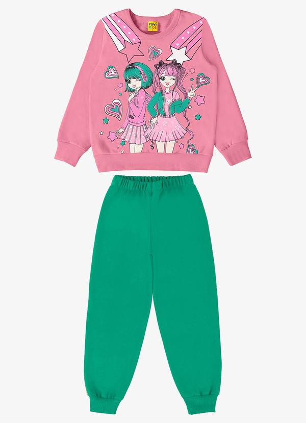 Rovi Kids - Conjunto Infantil Blusão com Calça Rosa