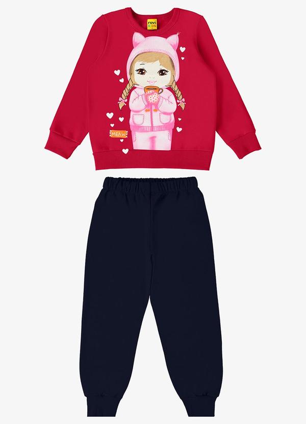 Rovi Kids - Conjunto Infantil Blusão com Calça Vermelho