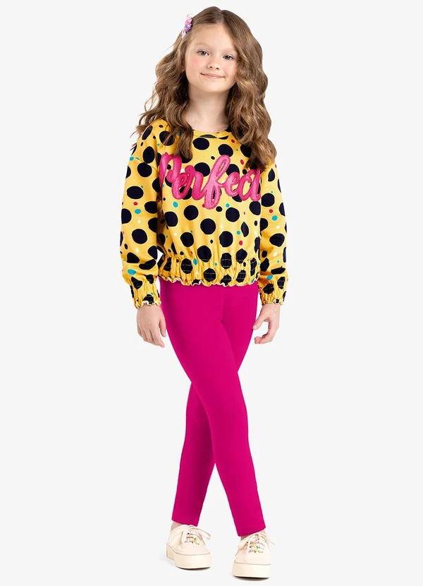 Rovi Kids - Conjunto Infantil Blusão com Legging Amarelo