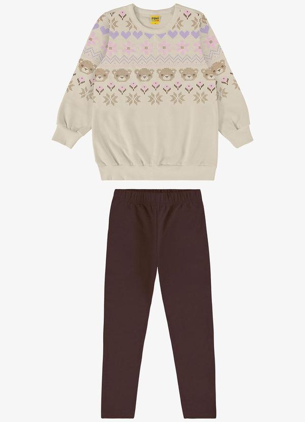 Rovi Kids - Conjunto Infantil Blusão com Legging Bege