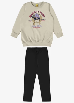 Rovi Kids - Conjunto Infantil Blusão com Legging Bege - ROVI KIDS