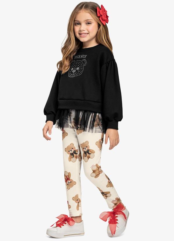 Trick Nick - Conjunto Infantil Blusão com Legging Preto