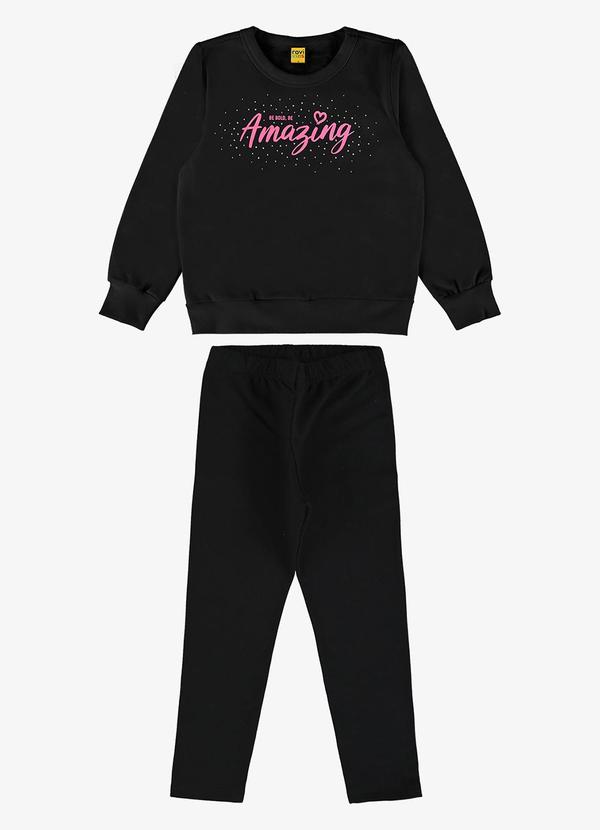 Rovi Kids - Conjunto Infantil Blusão com Legging Preto