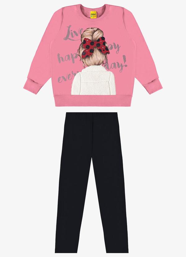 Rovi Kids - Conjunto Infantil Blusão com Legging Rosa